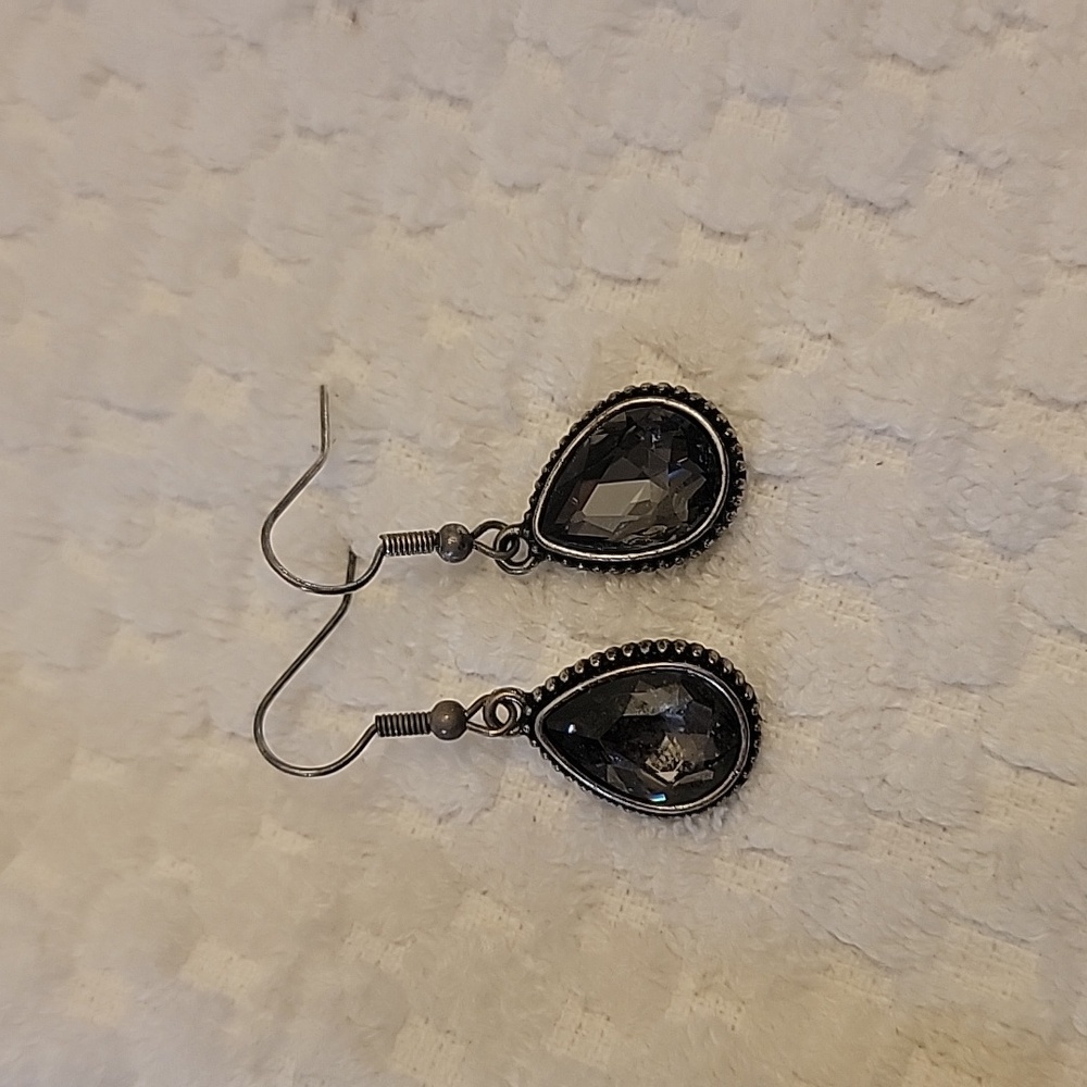 Grey Stone Drop Earrings
